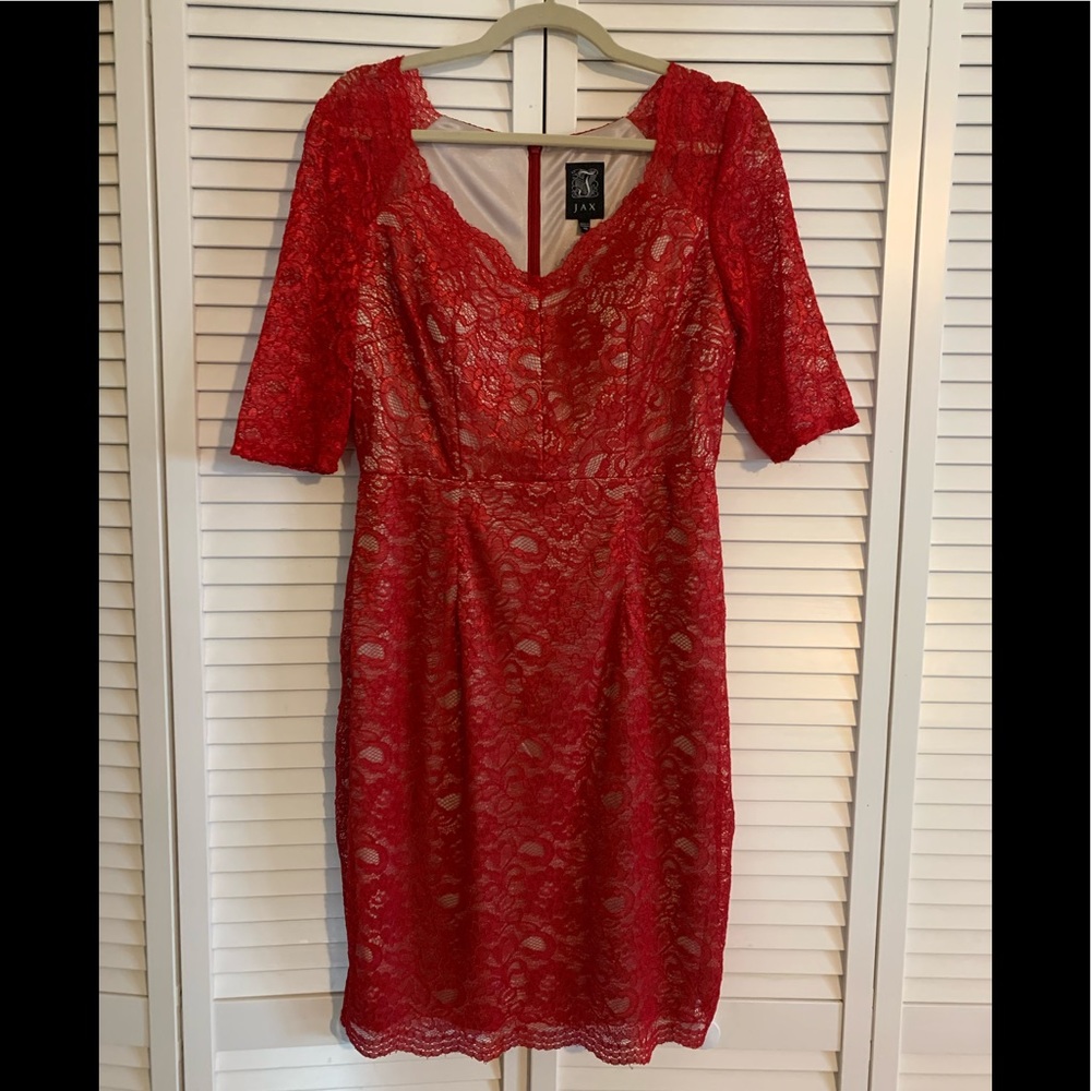 Ladies red lace Jax size 10 cocktail dress